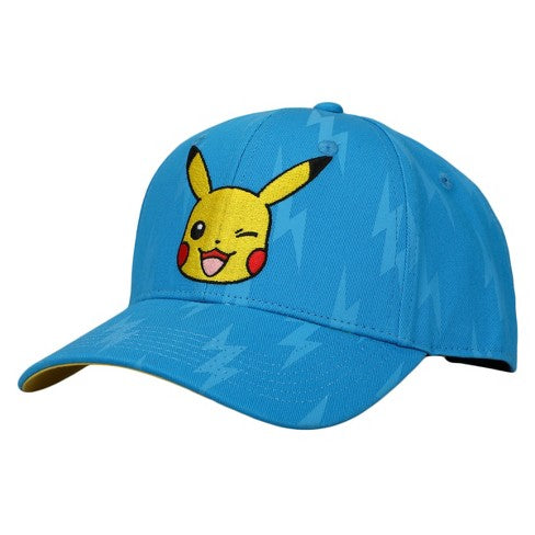 Pokemon Pikachu Winking Face Blue Baseball Hat