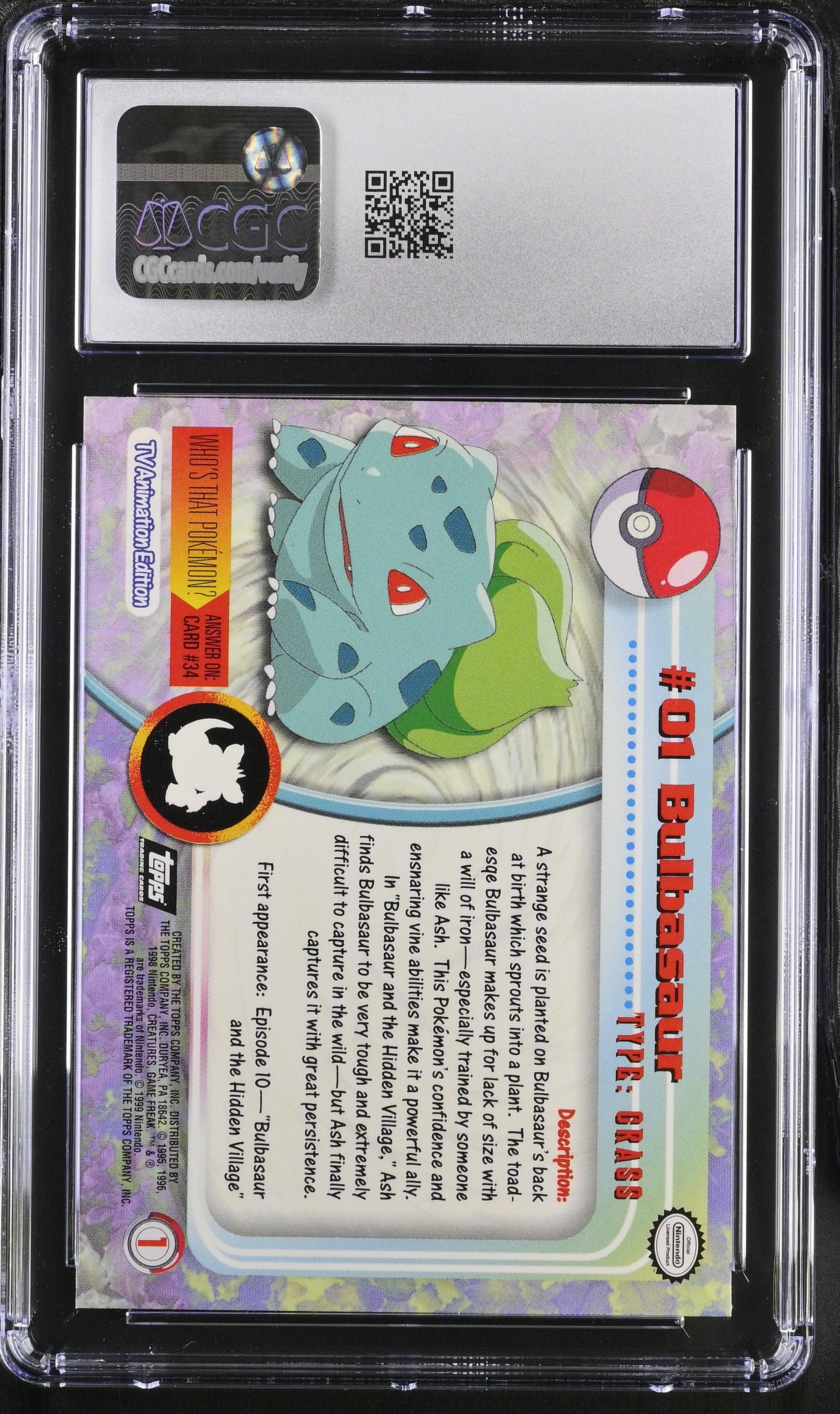 1999 Topps Series 1 Bulbasaur #1 Second Print Rainbow Foil CGC 10